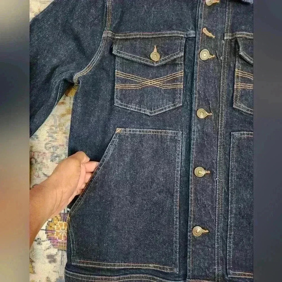 Blue Ranchwear Men's Denim Dark Blue Jean Jacket, sz LG - Picture 11 of 12